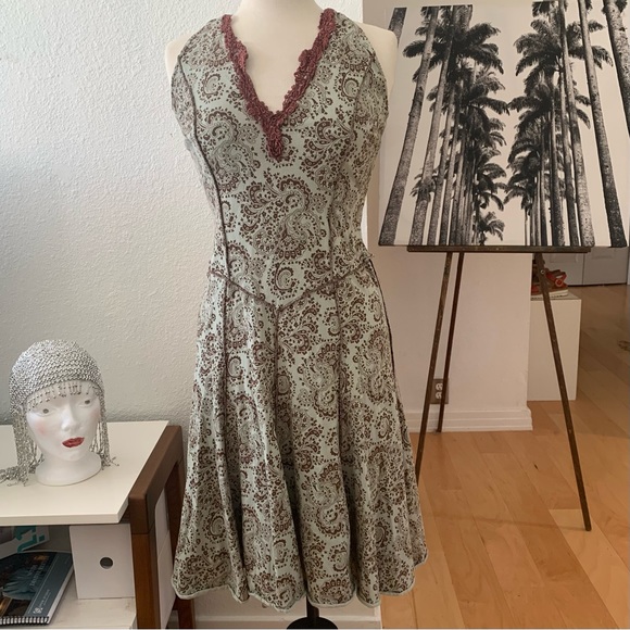 Poetic Justice Halter Dress; 100% organic cotton with paisley print - Picture 2 of 11